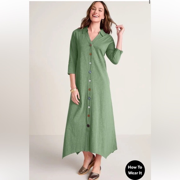 Soft Surroundings Dresses & Skirts - Soft Surroundings Danielle ¾ Sleeve Cotton Maxi Dress Size LP Teacher Office